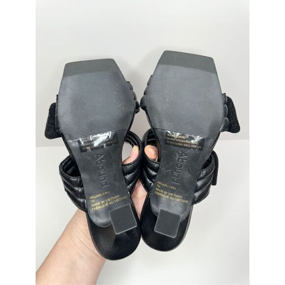 Abound Shoes Womens Size 7 Qarly Heeled Black Square Toe Slip On Sandals - Picture 8 of 8
